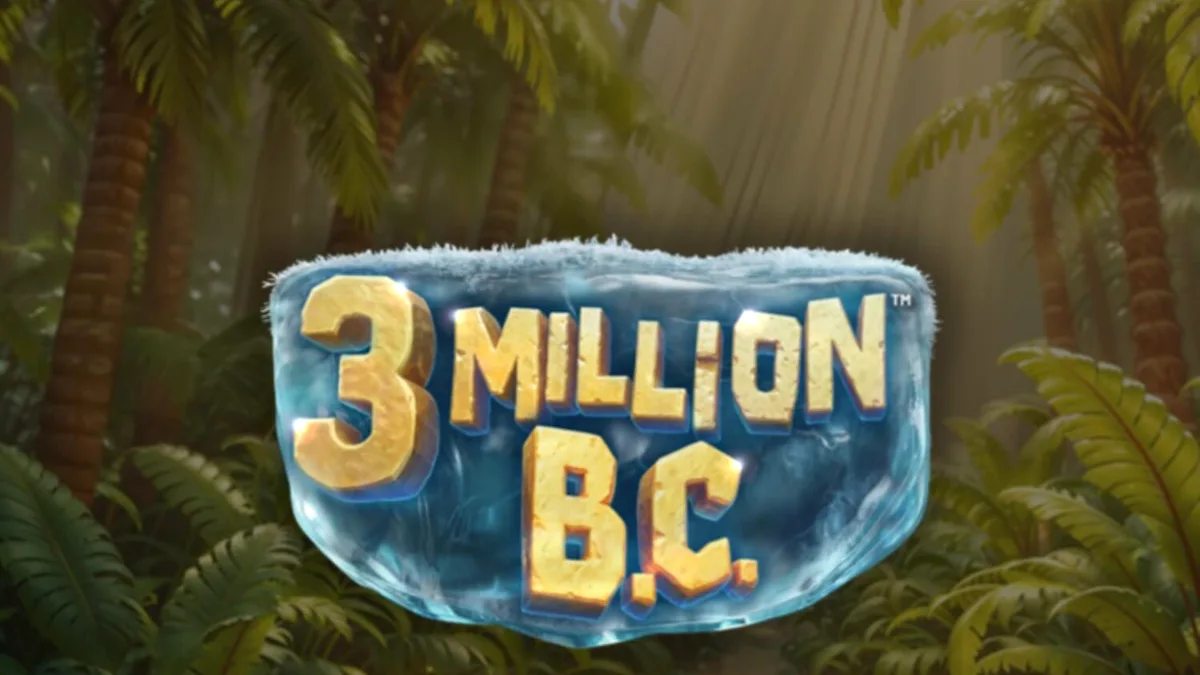 Tampilan visual slot 3 Million B.C. dengan latar belakang zaman batu dan roda jackpot.