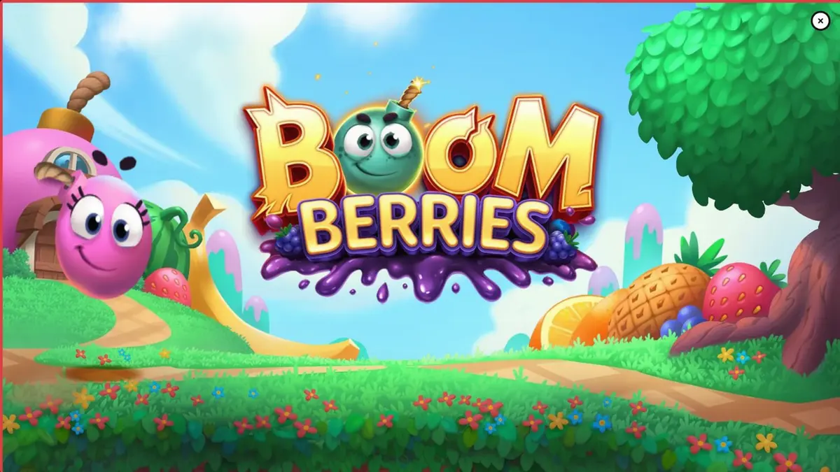 Pemandangan desa dongeng penuh buah-buahan dalam slot Boomberries