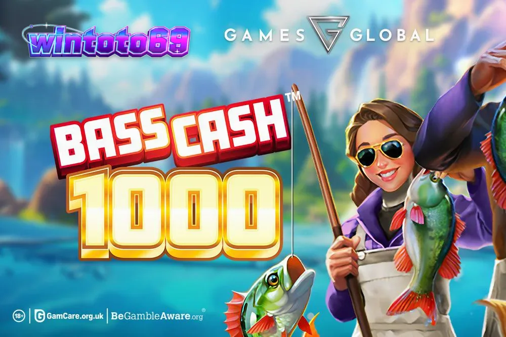 Tampilan visual permainan slot Bass Cash 1000 dengan tema memancing yang ceria